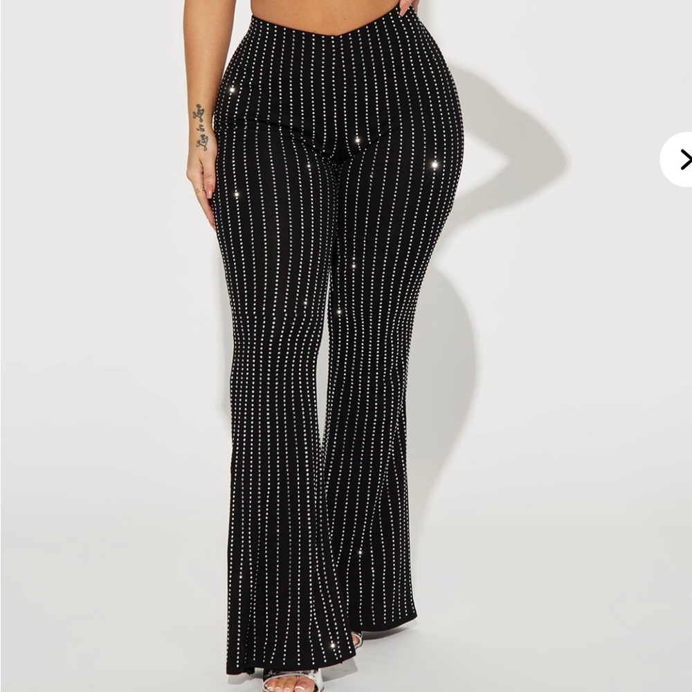 Fashion Nova Rhinestone Flare Pants